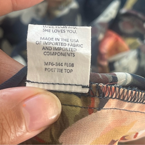 Show Me Your Mumu Poet Tie Top Hunter Green Floral Blouse Women's Size Med Boho - Picture 8 of 12